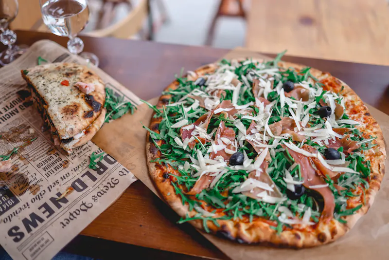 Truffle Pizza with black truffle shavings