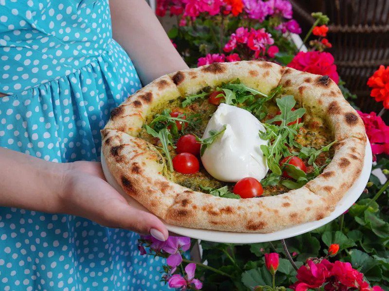 Burrata Pizza with creamy Italian cheese